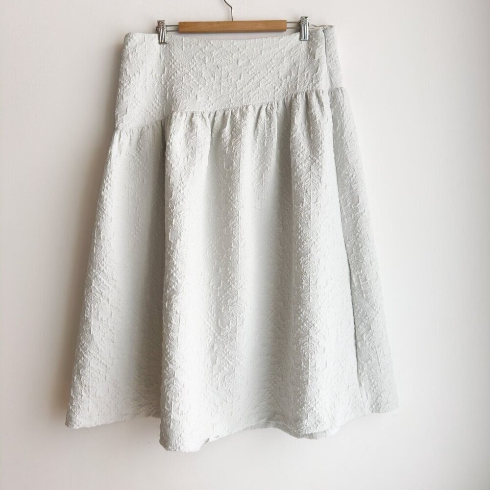 Zara Textured White Midi Skirt